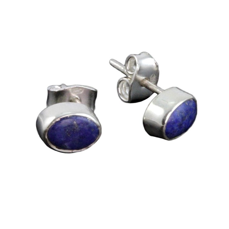 Oval (small) Earstud Earrings Sterling Silver with Lapis