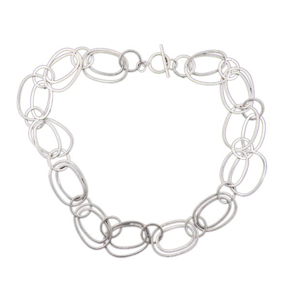 Scratch Multi Ovals Necklace 24" with Silver Plated S shape fastener