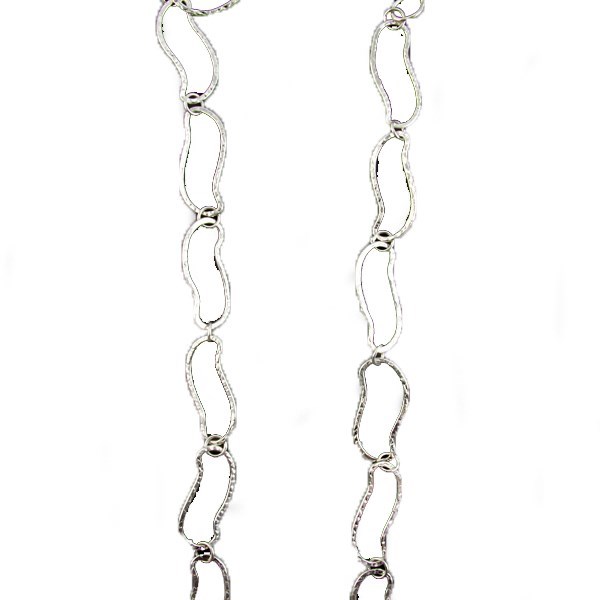 Hammered Waves (40mmx15mm) Necklace 36" Silver Plated