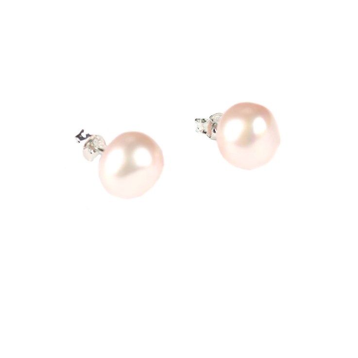 10-12mm Baroque Pearl Stud Earring with Sterling Silver Fittings in Baby Pink