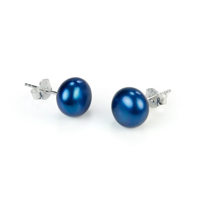 9-9.5mm Button Pearl Stud STS Fresh Blue