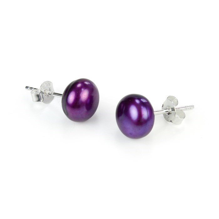 9-9.5mm Button Pearl Stud STS Purple