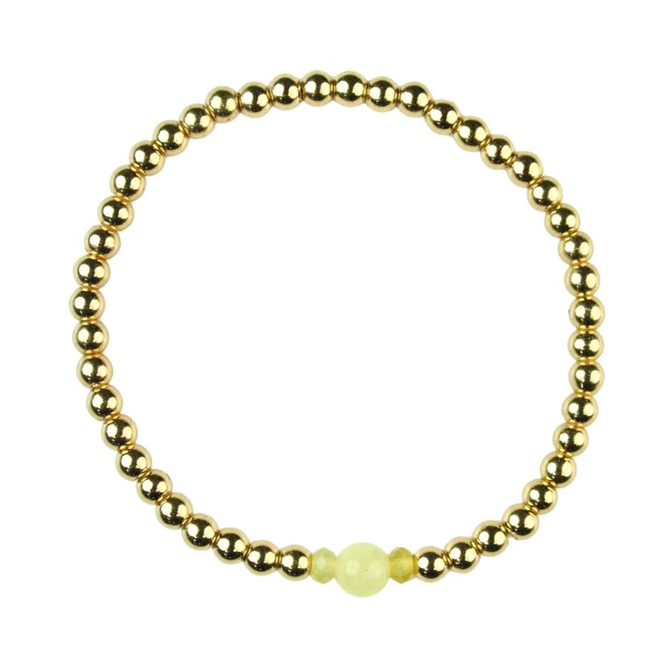 Yellow Opal Bracelet Hematine with 18ct Gold Plating -Birthstone October