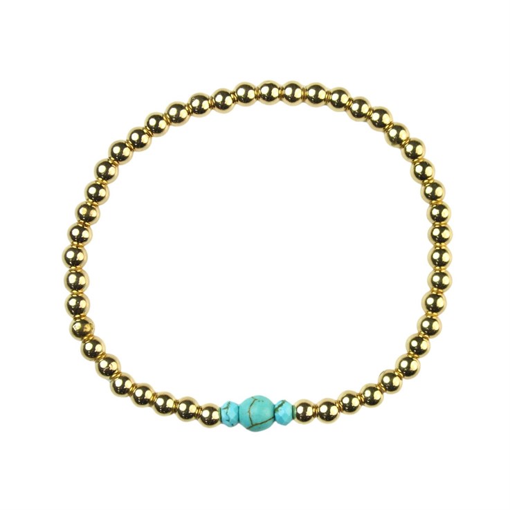 Turquoise Bracelet Hematine with 18ct Gold Plating Birthstone - December