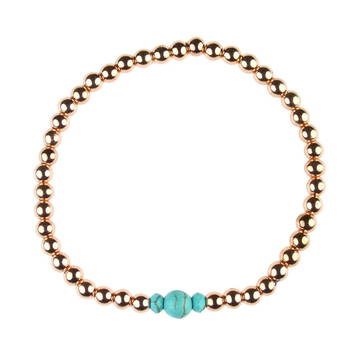 Turquoise Bracelet Hematine with Rose Gold Plating Birthstone - December