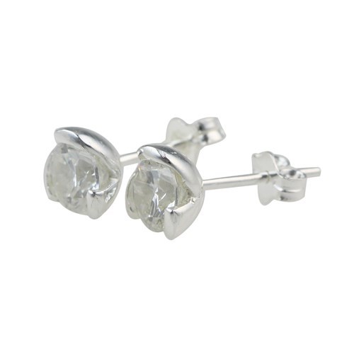 Round 6mm Sterling Silver Earstud Earrings with Cubic Zirconia