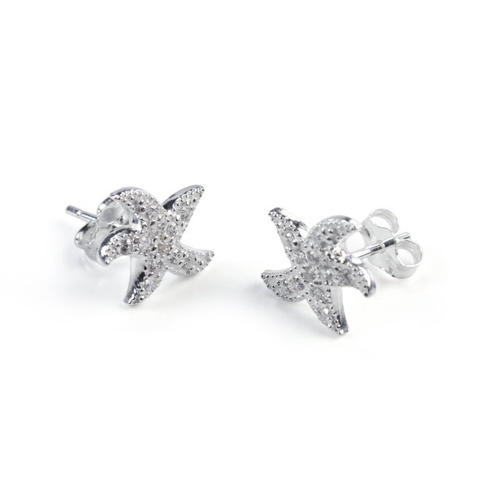 STS Starfish Earstuds Encrusted with Cubic Zirconia