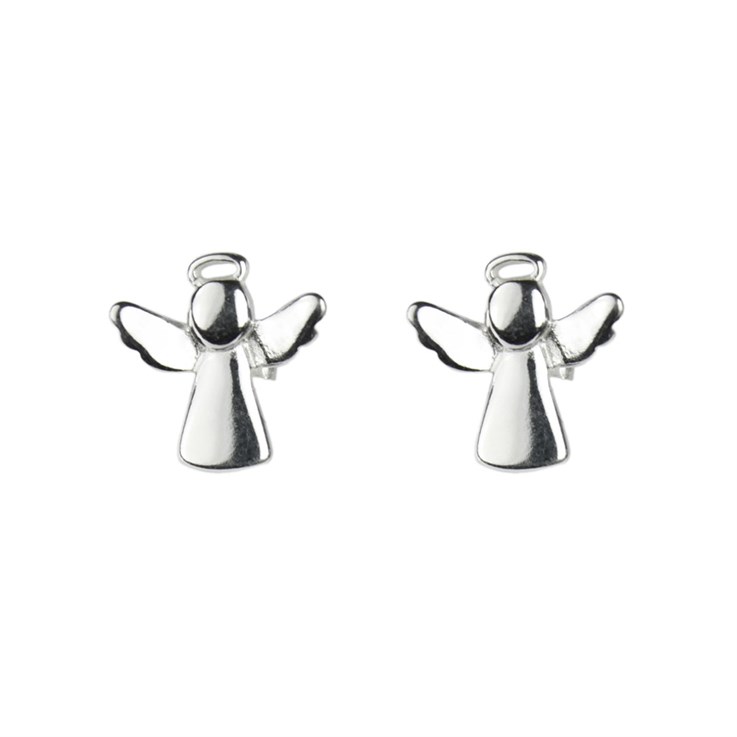 Angel Shape Earstuds 11x10mm  with Scrolls Sterling Silver (STS)