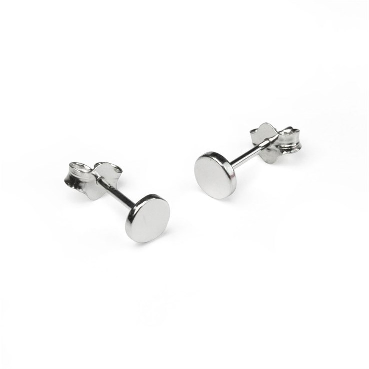 Round Flat Disc Earstuds with Scrolls Sterling Silver (STS)