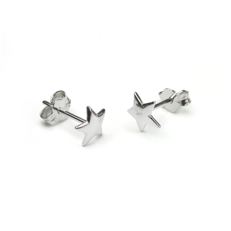 Star Shape Earstuds 6mm  with Scrolls Sterling Silver (STS)