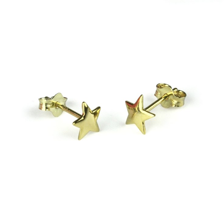 Star Shape Earstuds 6mm with Scrolls Gold Plated Vermeil Sterling Silver(Extra Durable)