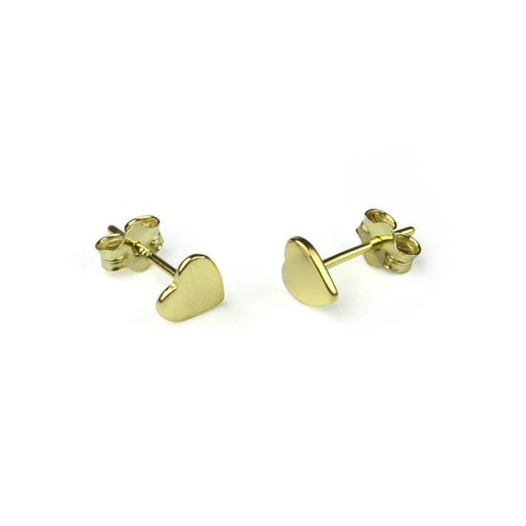 Heart Shape Earstuds 5mm with Scrolls Gold Plated Vermeil  Sterling Silver Extra Durable
