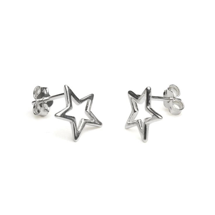 Open Star Shape Earstuds10mm with Scrolls Sterling Silver (STS)