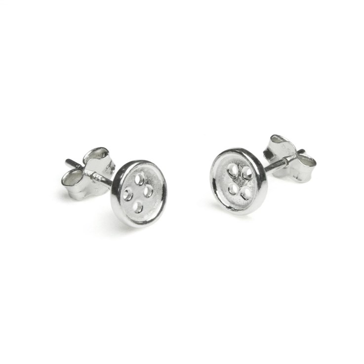 Round Button Earstuds 6mm with Scrolls Sterling Silver (STS)