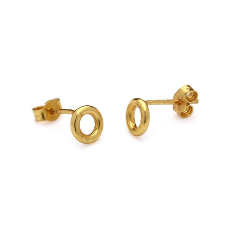 Open Circle Earstuds 6mm w/Scrolls Gold Plated Vermeil Sterling Silver (Extra Durable)