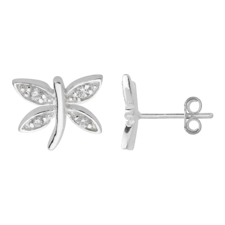 CZ Dragonfly Earstud Sterling Silver