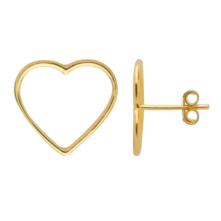 Wire Heart Earstud Gold Plated Sterling Silver Vermeil