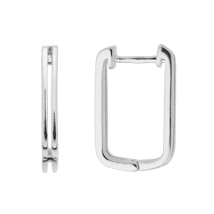 Double Rectangle Hinged Earhoop 18x12mm Sterling Silver