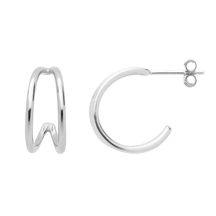Illusion Earhoop 16mm with Post & Scroll Sterling Silver