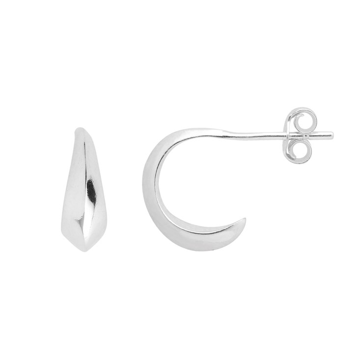 Crescent Earhoop 12mm with Post & Scroll Sterling Silver