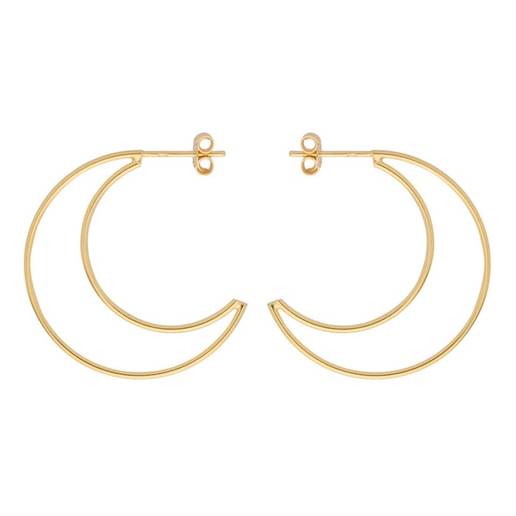 Crescent Moon 30mm Earhoop Gold Plated Sterling Silver Vermeil