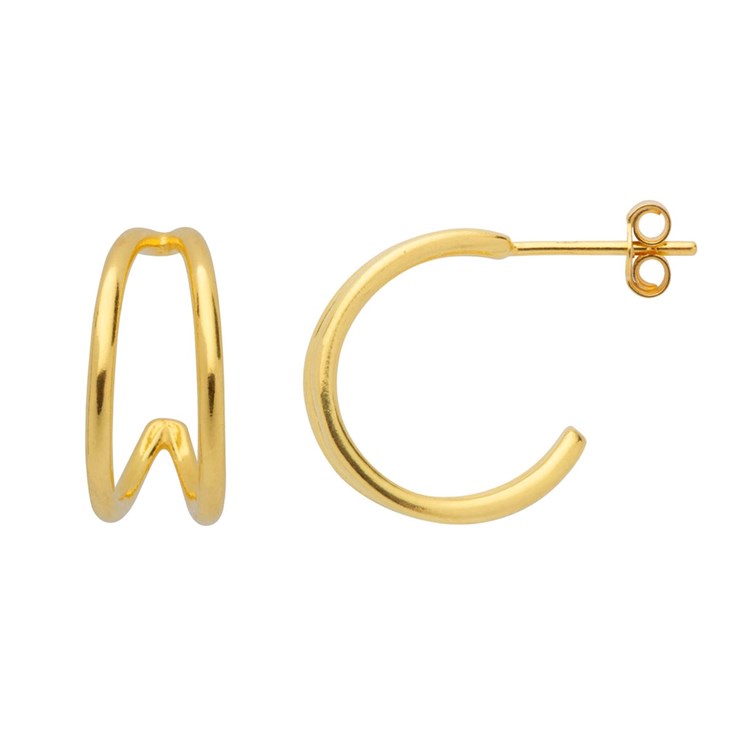Illusion Double Earhoop Gold Plated Sterling Silver Vermeil