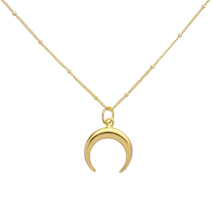 Crescent Moon (16mm) Necklace 16" Gold Plated Sterling Silver Vermeil