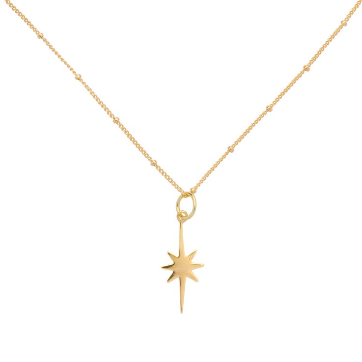 Celestial Star (22x10mm) Necklace 16" Gold Plated Sterling Silver Vermeil