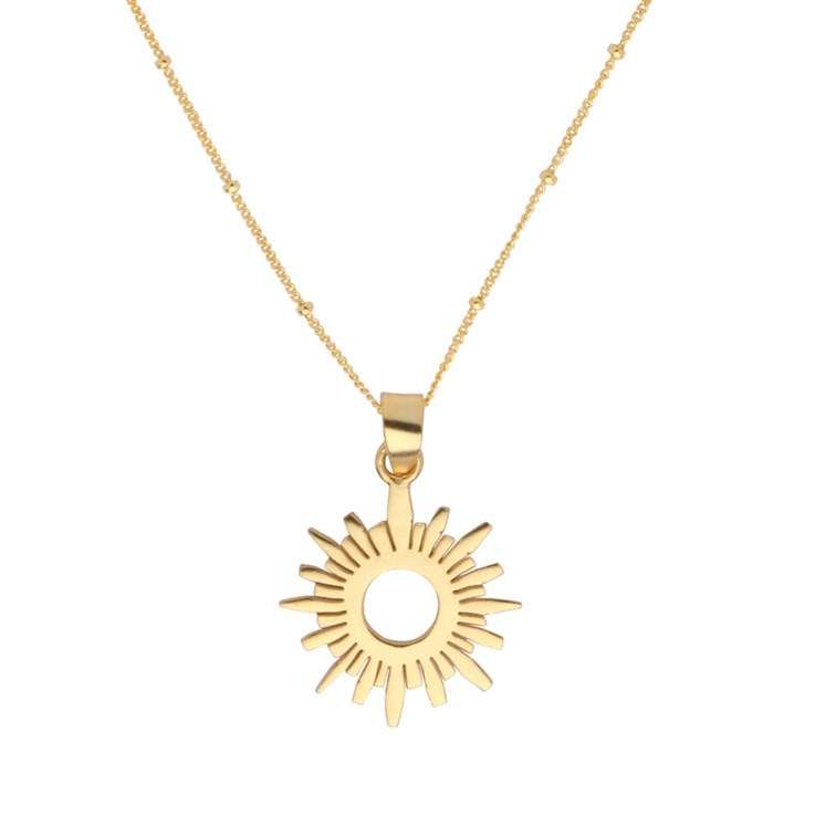 Sun Rays (24mm) Necklace 18" Gold Plated Sterling Silver Vermeil