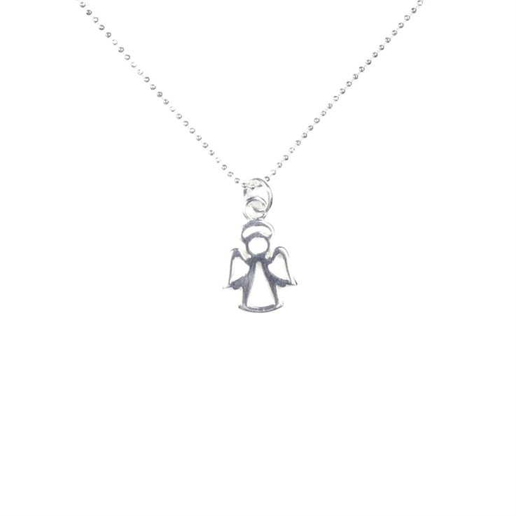 Child's Angel Charm Necklace Sterling Silver