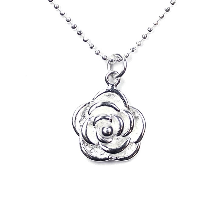 Child's Rose Charm Necklace Sterling Silver