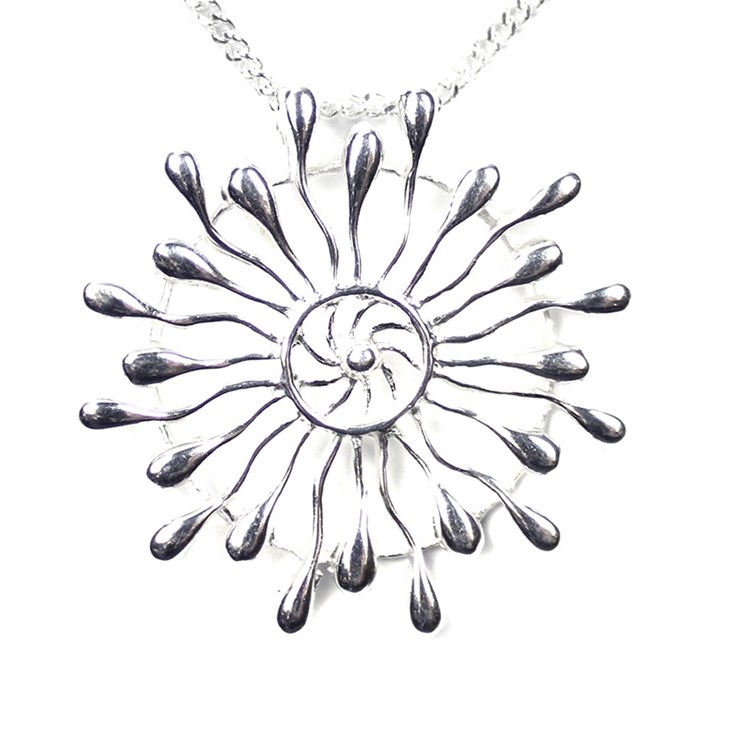 Large Sun Necklace Sterling Silver