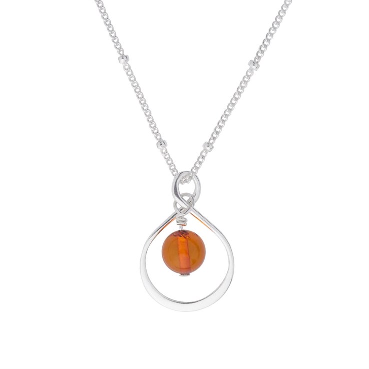 Amber Infinity Necklace Sterling Silver