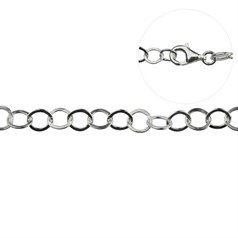 Charm Bracelet (Flat Round Links 5mm) 7.5"  ECO Sterling Silver (STS)  (Anti Tarnish)