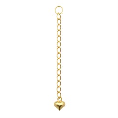 Extension Chain with Heart 2" Gold Plated Vermeil Sterling Silver (Extra Durable)