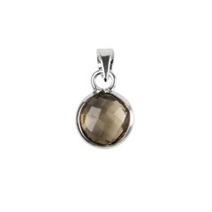 11mm Smokey Quartz Facet Charm Pendant with Bail Sterling Silver (STS)