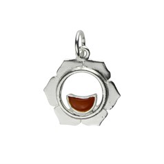 Chakra Sacral Carnelian 15mm Pendant with 7mm Jump Ring Sterling Silver STS