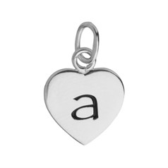 10mm Heart Initial a Charm Pendant Sterling Silver