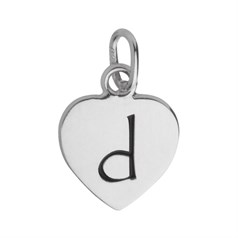 10mm Heart Initial d Charm Pendant Sterling Silver