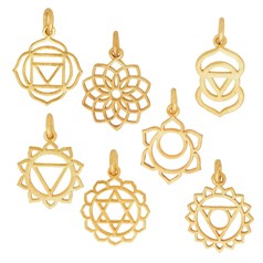 Chakra Charm Set of 7 Charms Gold Plated Sterling Silver Vermeil