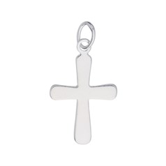 Cross Rounded 20mm Charm Pendant Sterling Silver