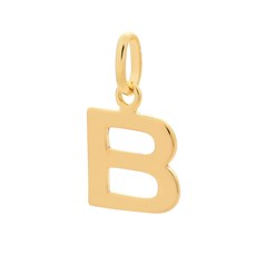Large Uppercase Alphabet Letter B Charm Pendant 14x11mm Gold Plated Sterling Silver Vermeil