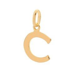 Large Uppercase Alphabet Letter C Charm Pendant 15X12mm Gold Plated Sterling Silver Vermeil