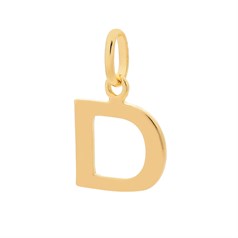 Large Uppercase Alphabet Letter D Charm Pendant 14x12mm Gold Plated Sterling Silver Vermeil