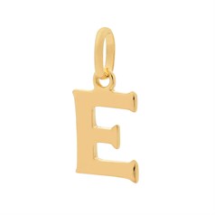 Large Uppercase Alphabet Letter E Charm Pendant 14x9mm Gold Plated Sterling Silver Vermeil