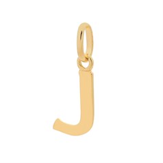 Large Uppercase Alphabet Letter J Charm Pendant 14x8mm Gold Plated Sterling Silver Vermeil