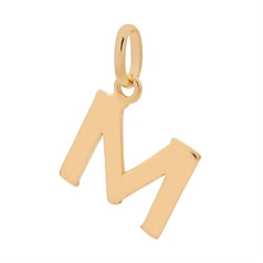 Large Uppercase Alphabet Letter M Charm Pendant 15x13mm Gold Plated Sterling Silver Vermeil