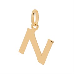 Large Uppercase Alphabet Letter N Charm Pendant 14x11mm Gold Plated Sterling Silver Vermeil