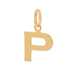 Large Uppercase Alphabet Letter P Charm Pendant 15x11mm Gold Plated Sterling Silver Vermeil