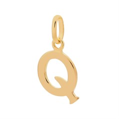 Large Uppercase Alphabet Letter Q Charm Pendant 16x11mm Gold Plated Sterling Silver Vermeil
